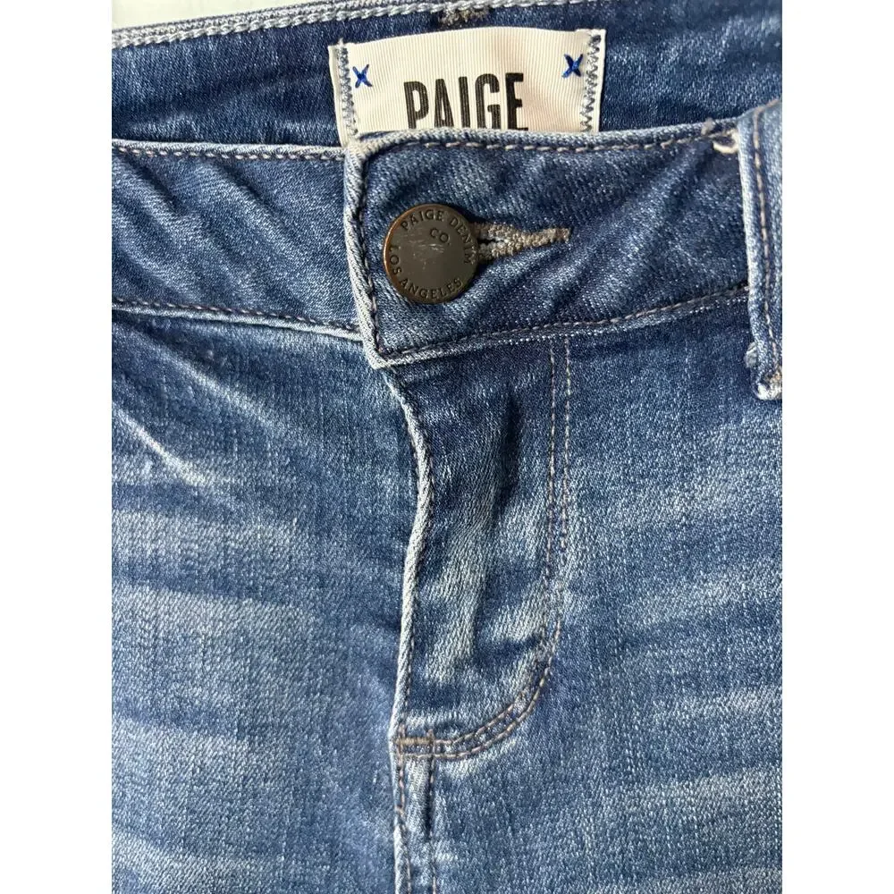 Paige Jax Knee Short Size 25 Cuffed Denim Bermuda Shorts Mid Rise Stretch Preppy